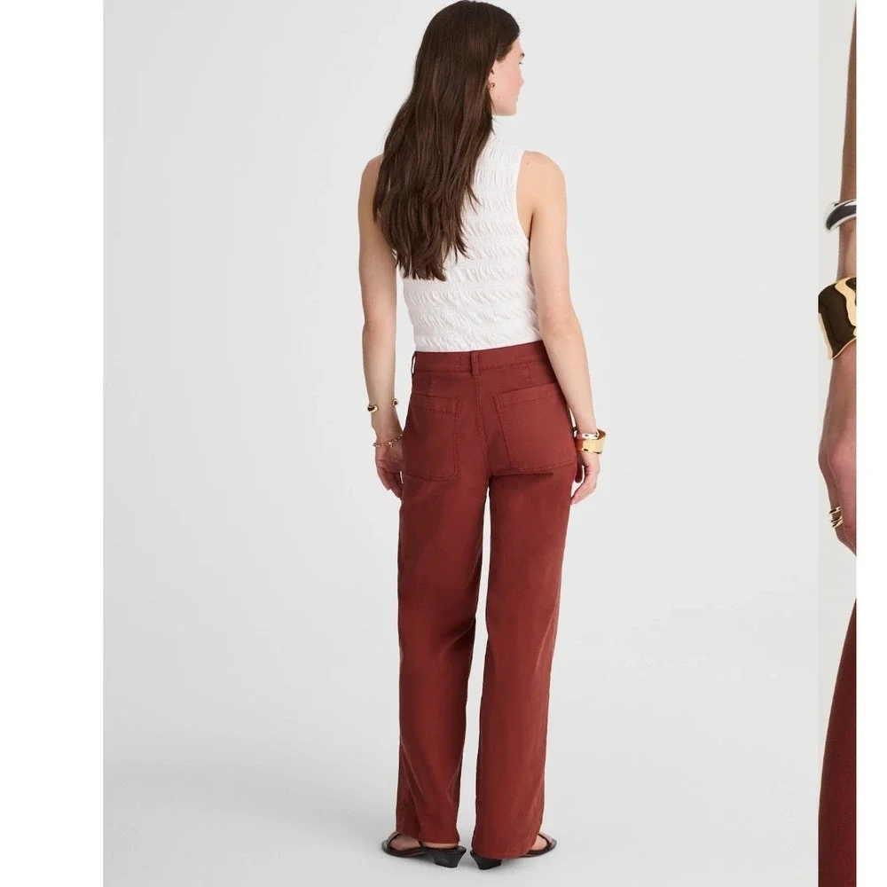 Madewell Emmett Wide-Leg Patch Pocket Pants Antique Rose Red Size 33‎ NEW